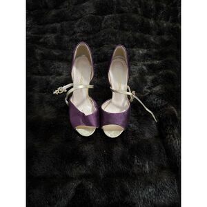Purple Satin Heels by Caparros "VICE" shoes faux jewels 6.5 B 6.5b